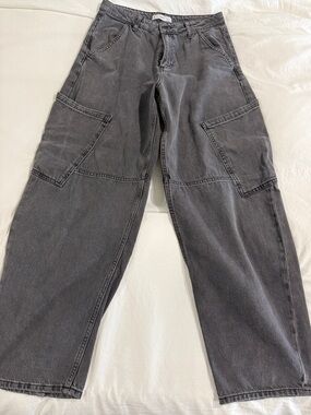 Mango Wide-Leg Flare Jeans in Washed Black